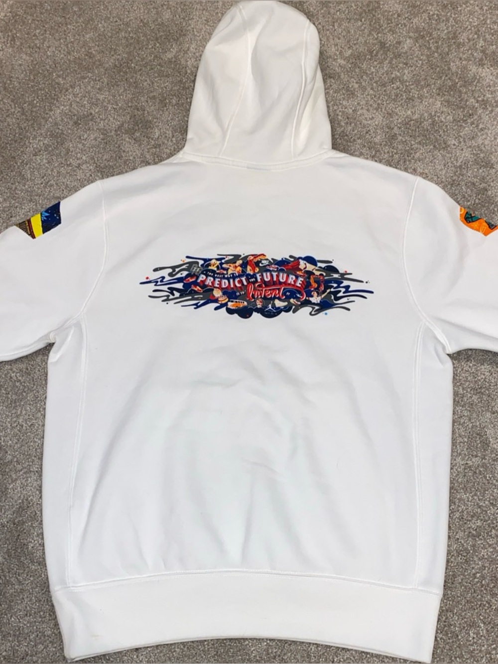 Nike White Sportswear Club Hoodie Graphic Back & Sleeves Space Team NWT Men's S - Picture 2 of 10